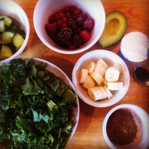 Ingredients for the 5 a day smoothie bowl